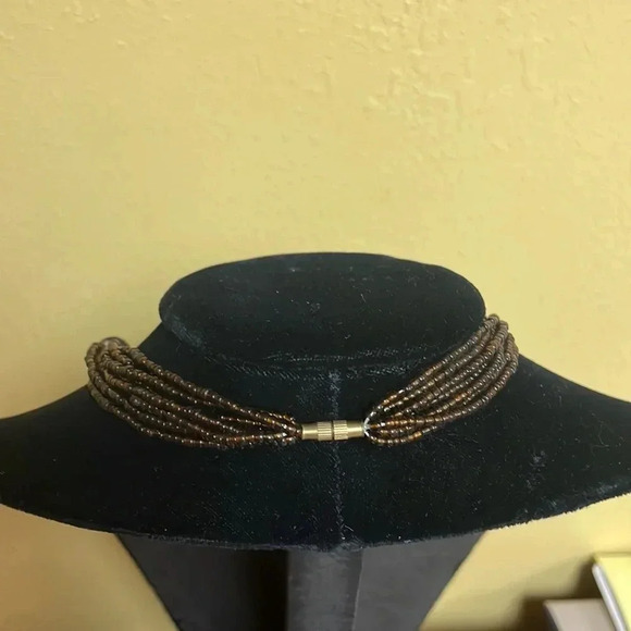 Brown multi strand beaded‎ necklace - Picture 3 of 3